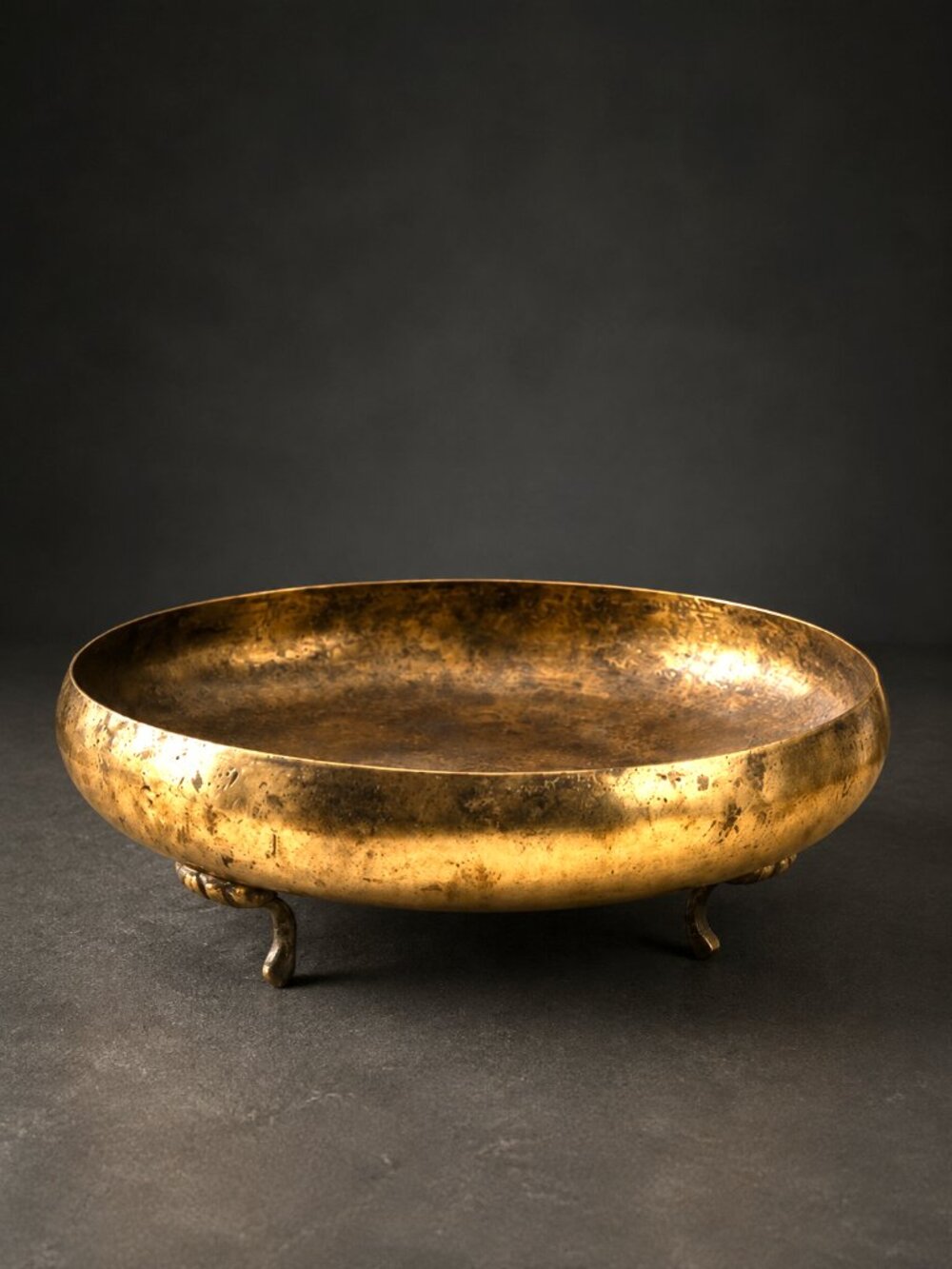 VTG Solid Brass Footed Centerpiece Bowl 9" Decorative Pedestal Fruit Bowl India